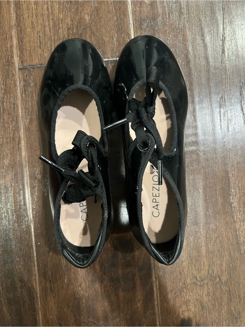 Capezio Kids Black Patent Tie-Front Ballet Flats